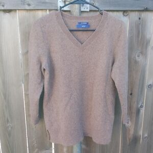 Apt 9 Cashmere V Neck Sweater Womens Small Side Vents Chocolate Brown